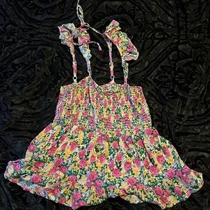 Floral tank with ruffle sleeves